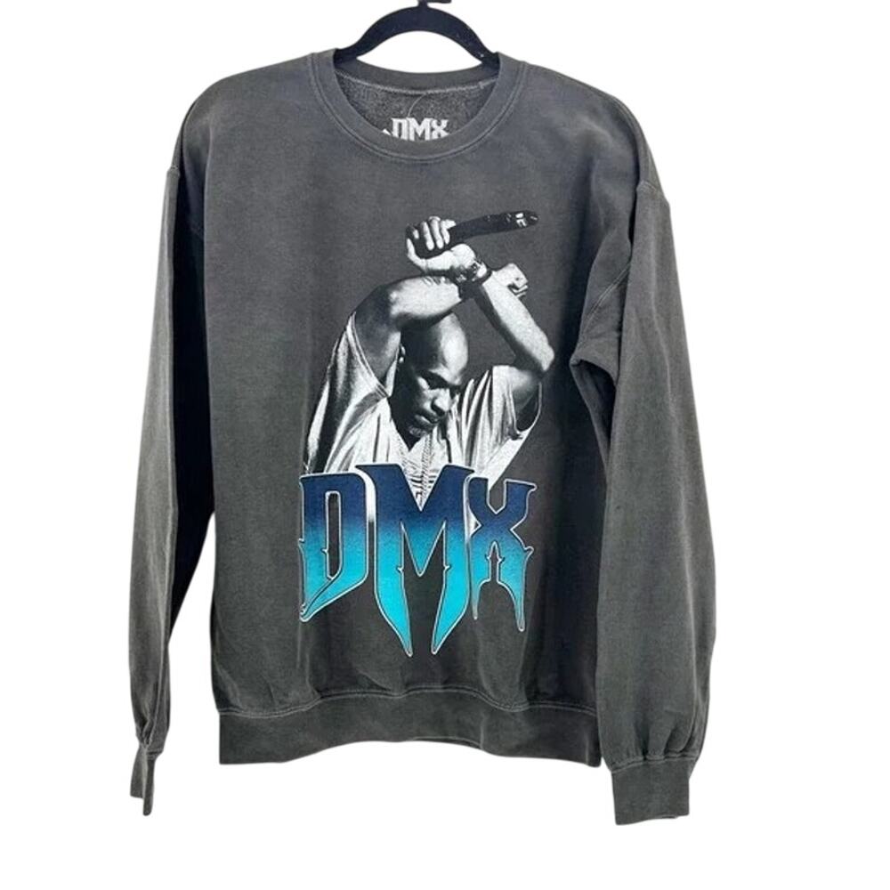 DMX Vintage Style Arms Crossed Graphic Print Sweatshirt Unisex XL Grey Blue